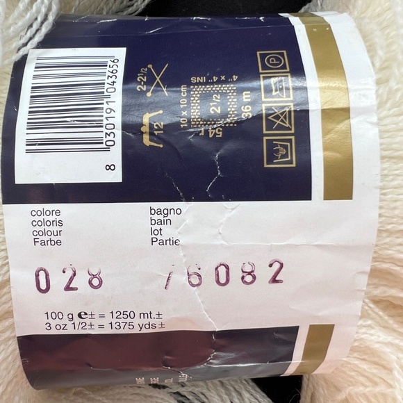 Ornaghi Filati Merino Oro WOOL 1375 yds Off White Fine Made in Italy Skein - Picture 5 of 6